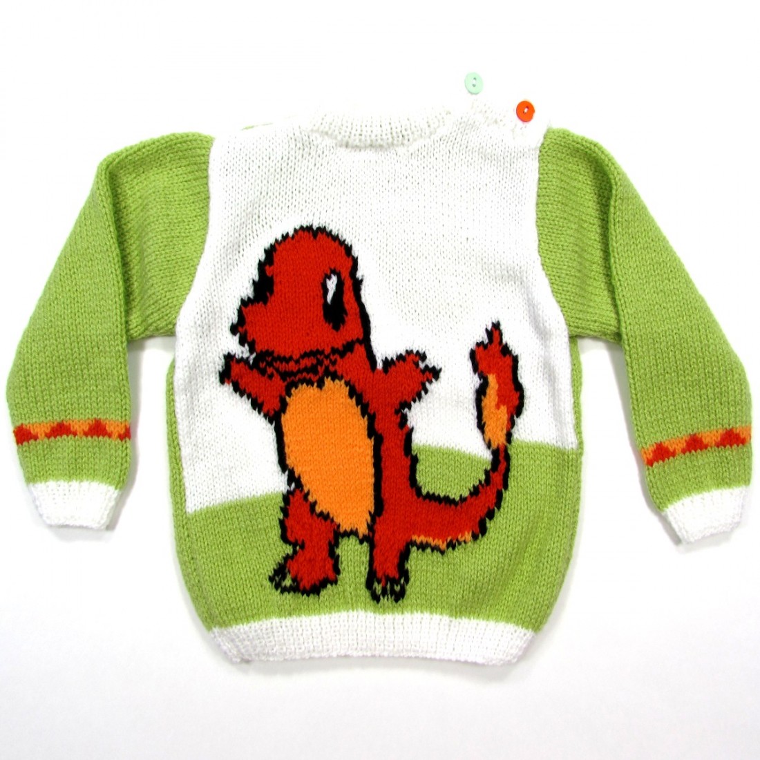 Pull tricot laine vert amande bébé garçon 24 mois avec un dinosaure
