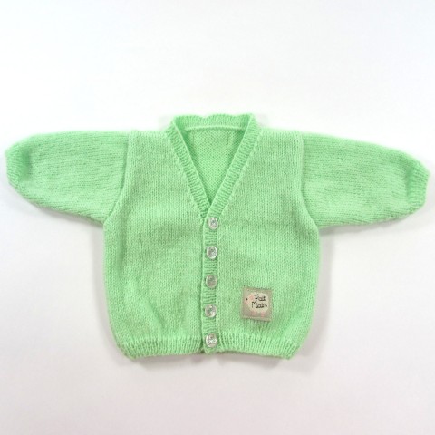Gilet vert pastel en laine pour bébé garçon naissance