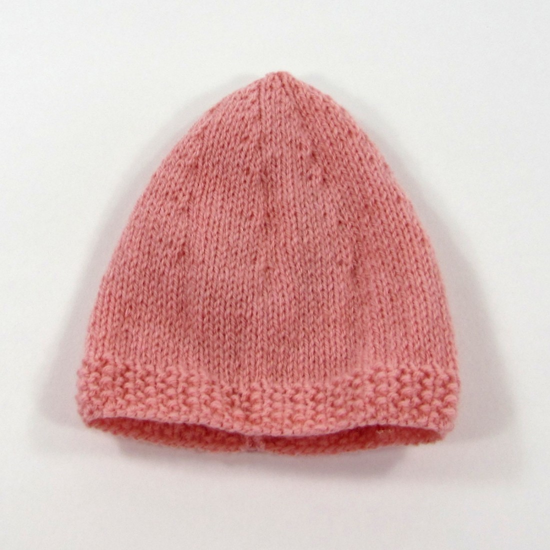 Bonnet De Naissance En Laine Rose Poudre Tricote Pour Bebe Fille